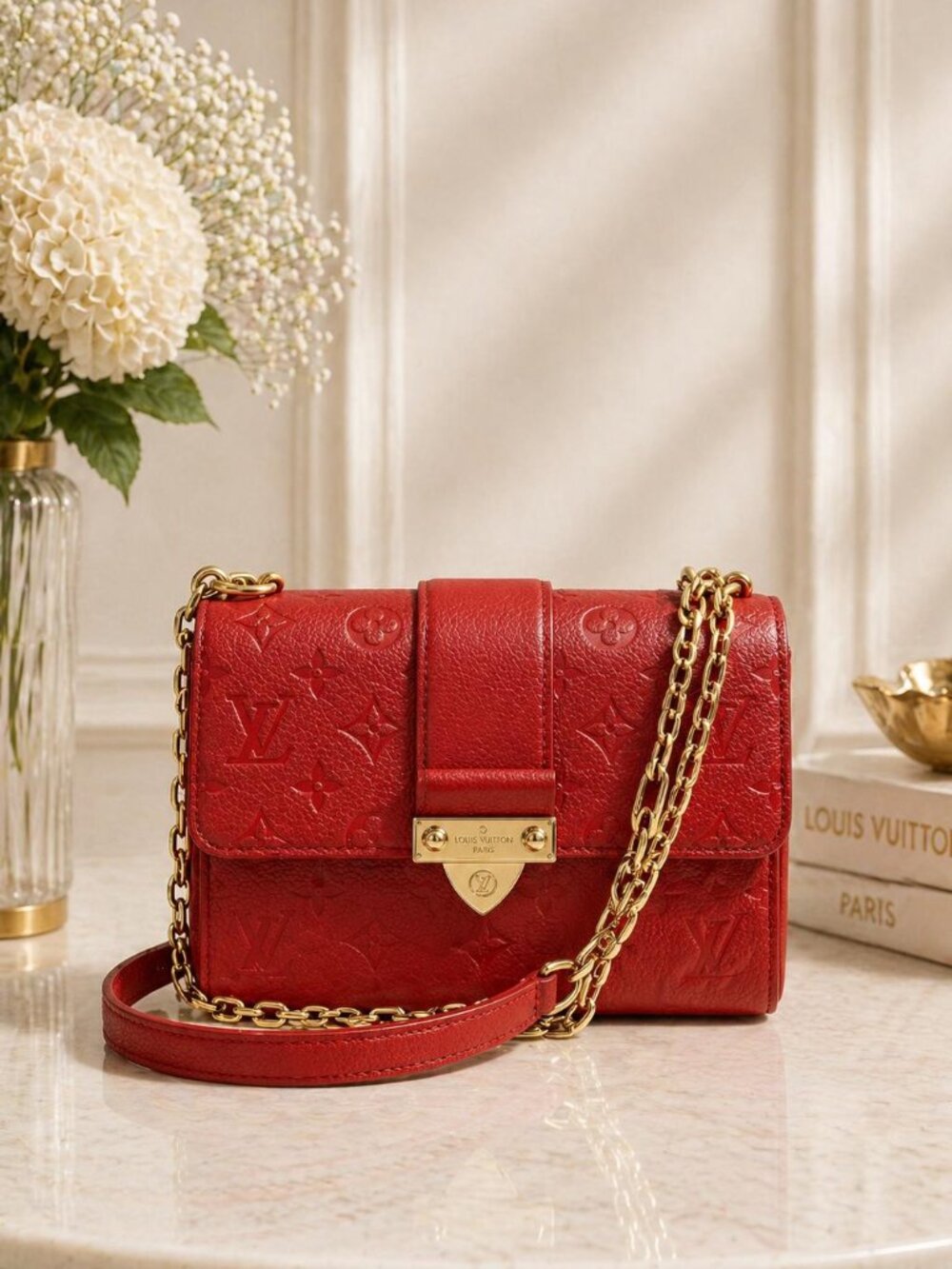 Authentic Louis Vuitton Saint Sulpice BB Monogram Empreinte Chain Shoulder Bag